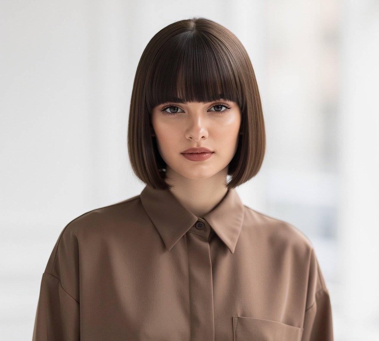 15 Trending Straight Short Hairstyles to Try This Year 11 Short Bob with Blunt Fringe Straight Hairstyle