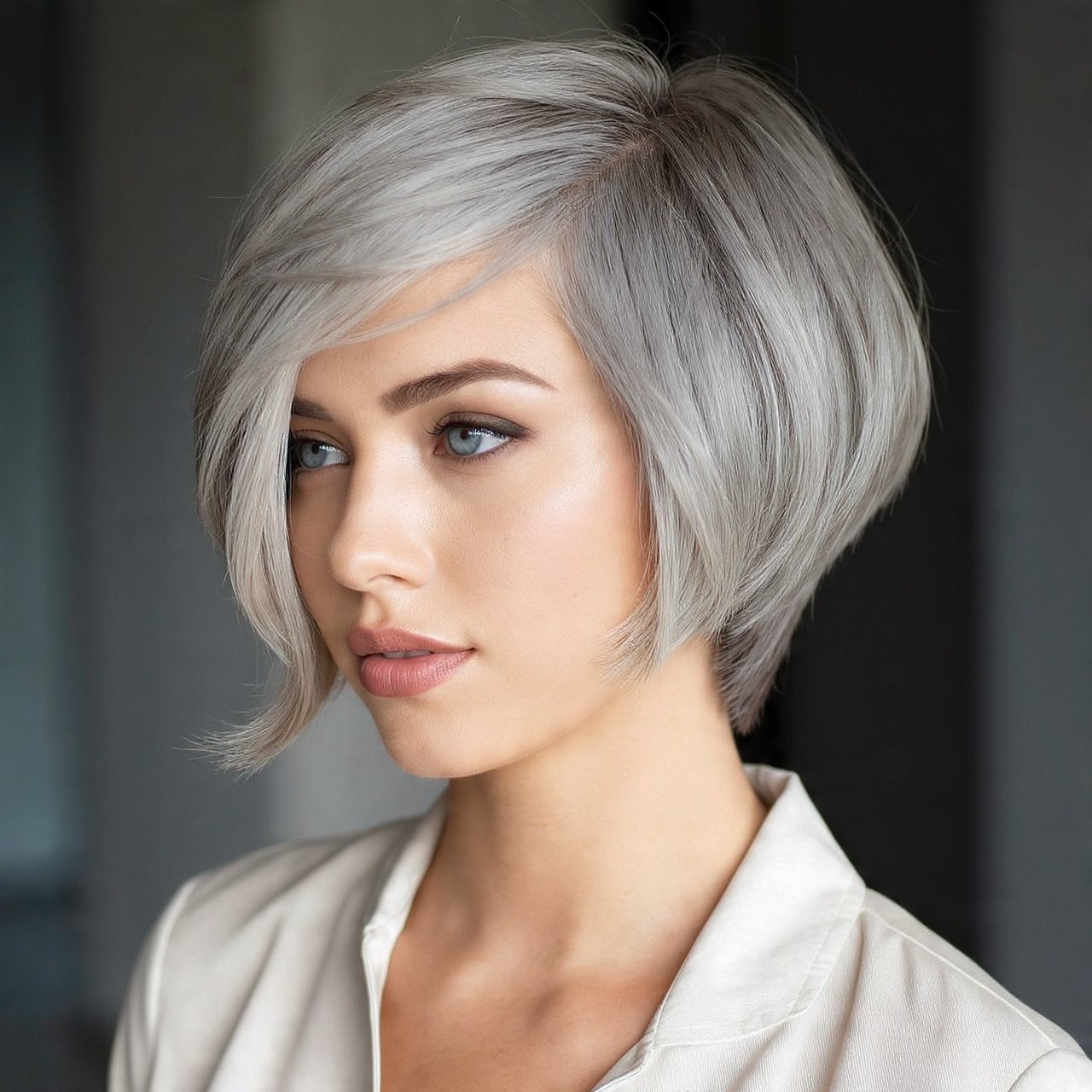 Short Layered Bob for Gray Hair