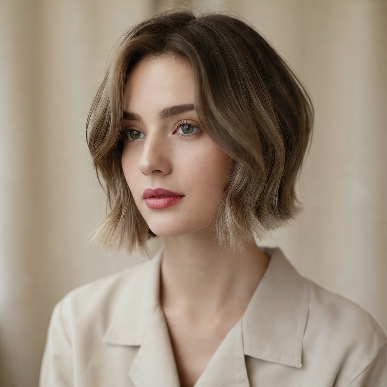 Short Layered Bob with Balayage Hairstyle