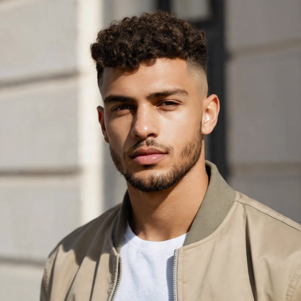 Short Sides with Curly Top For Men