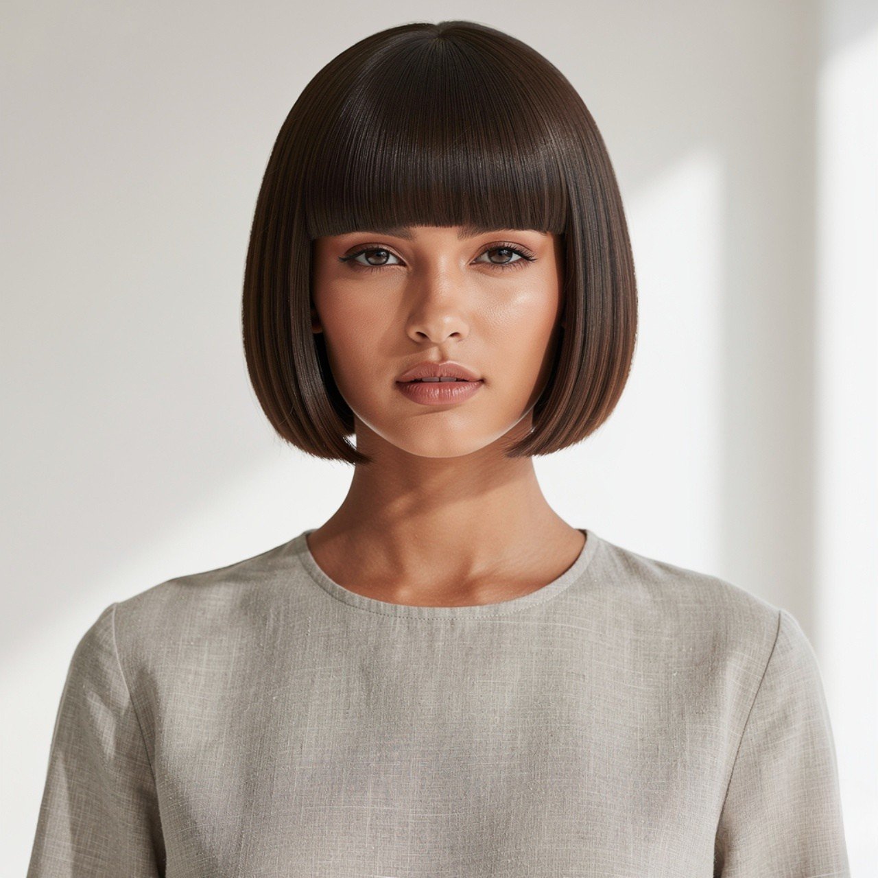 Short Straight Bob with Blunt Fringe