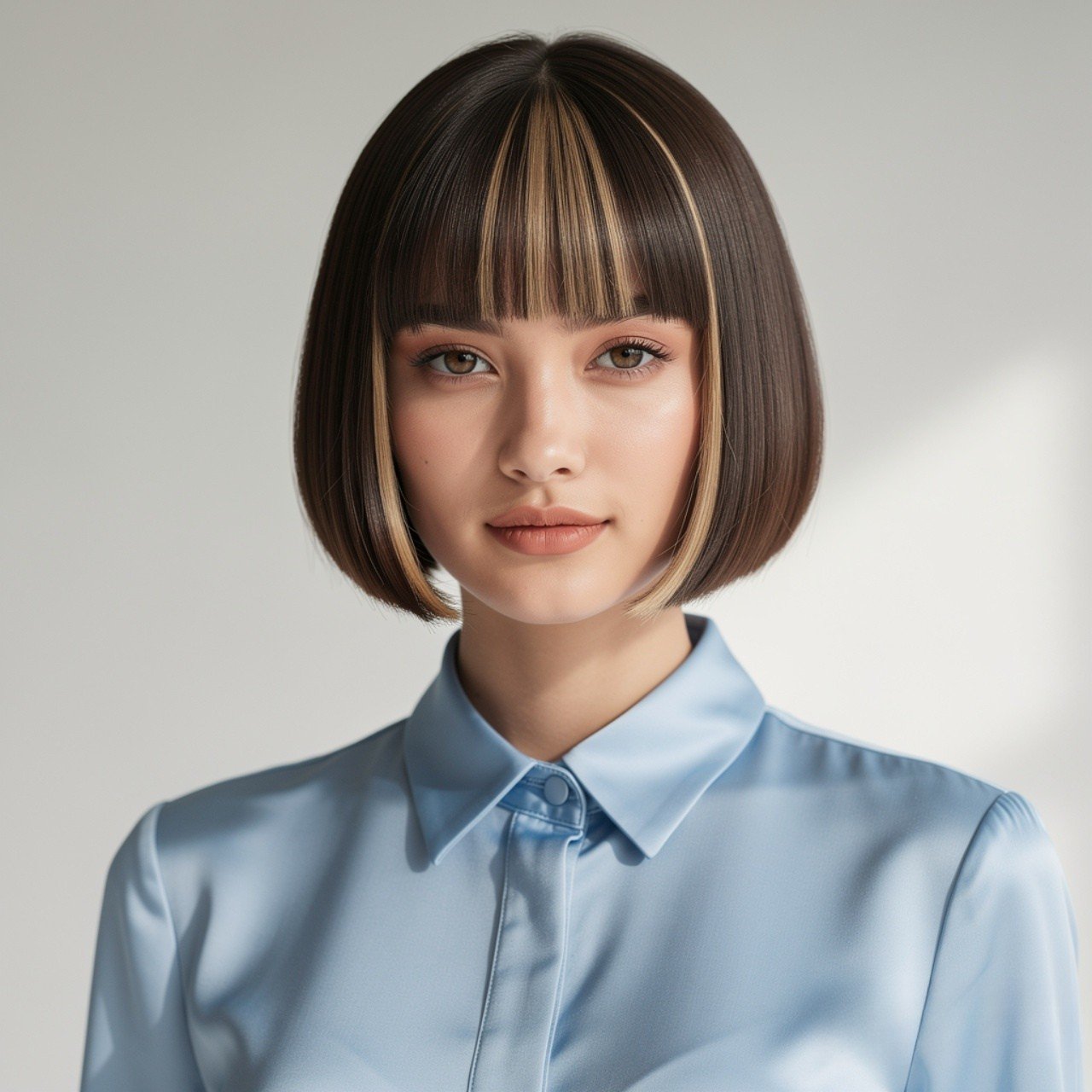 Short Straight Bob with Money Piece Color