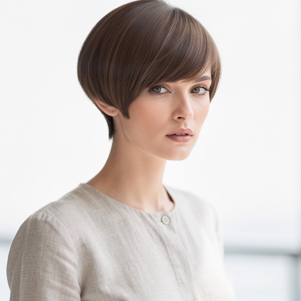 Short Straight Pixie with Side Sweep