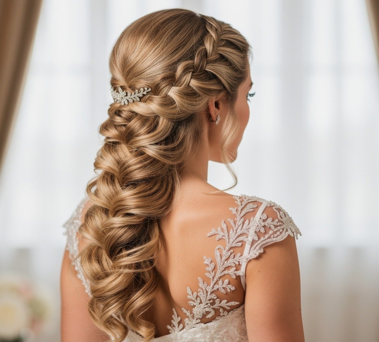 17 Romantic Side Hairstyles Wedding Ideas for an Elegant Bridal Look 12 Side Hairstyles Wedding with Waterfall Braids