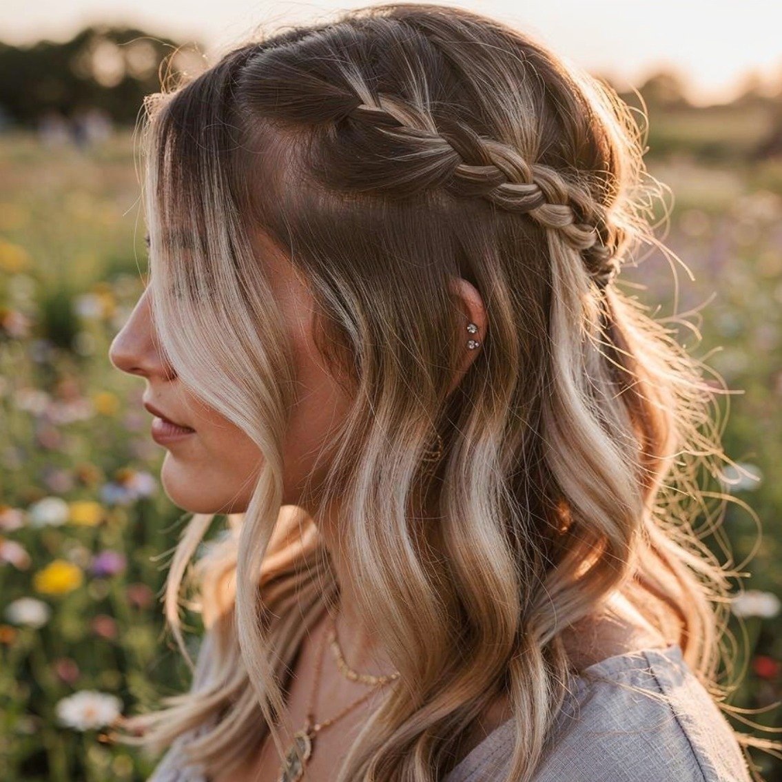 Side Part Accent Braid