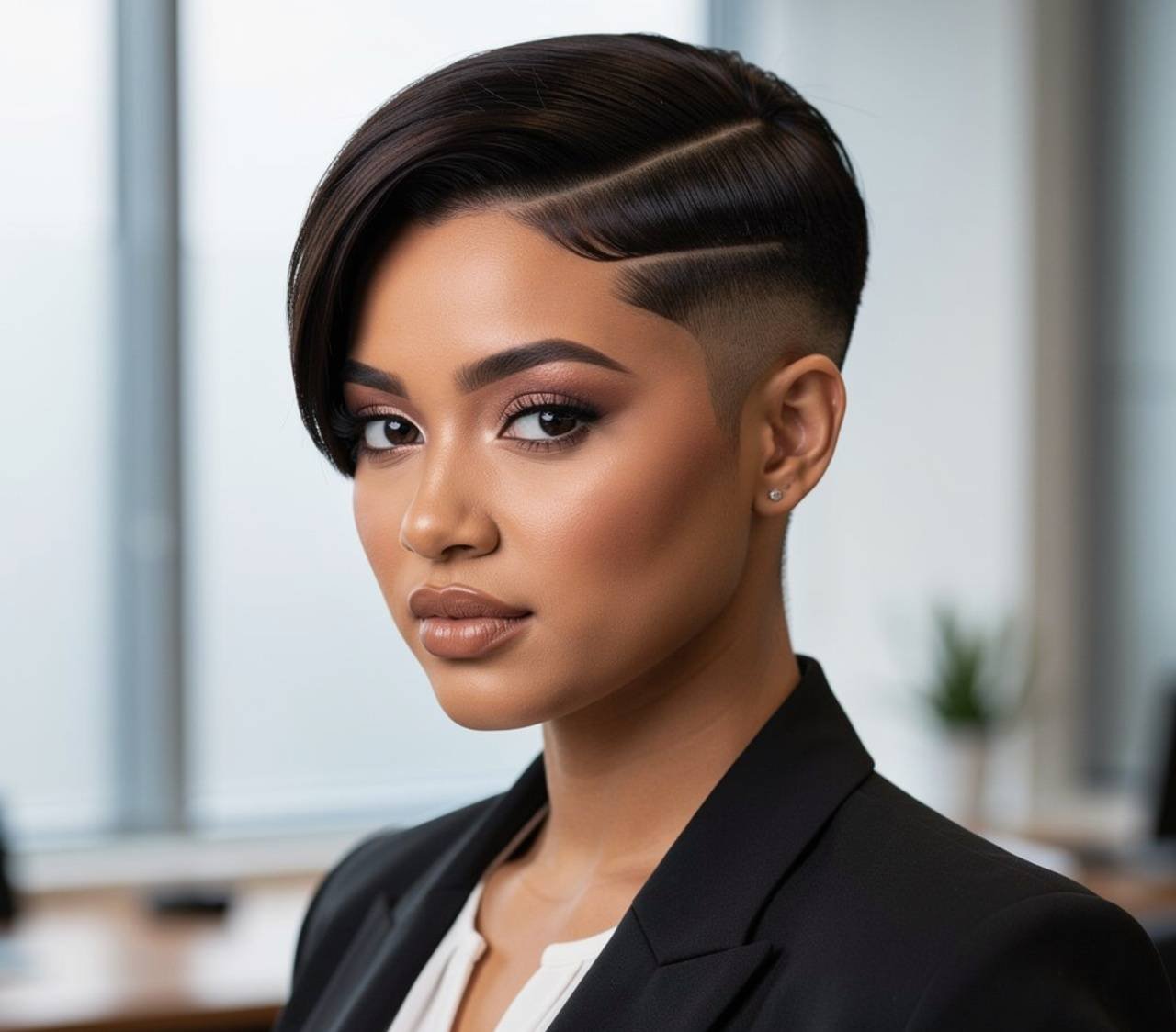 Side Part pixie short quick weave hairstyle for professional style