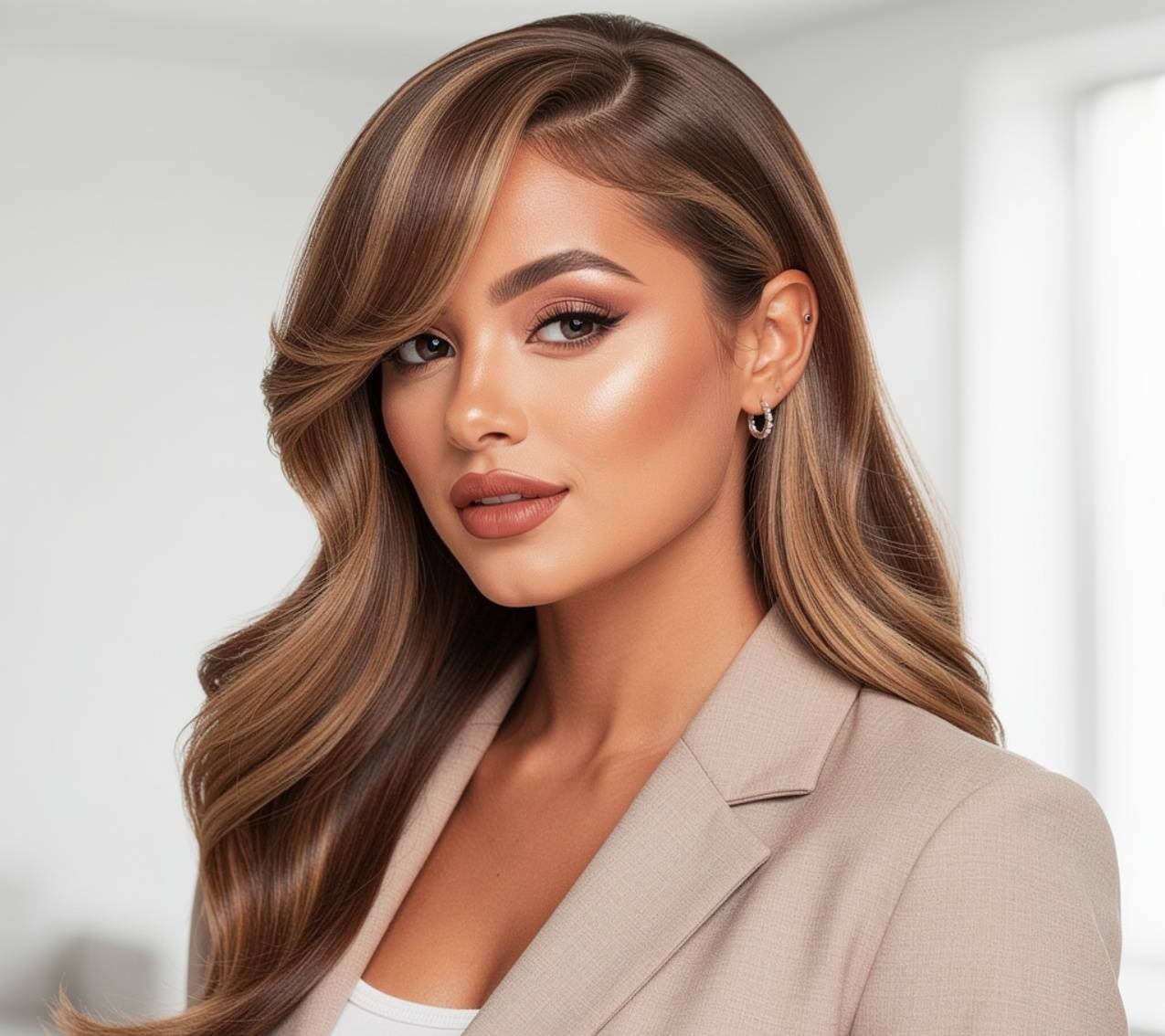 Side Swept Bangs Cute Quick Weave Hairstyles for Oval Face
