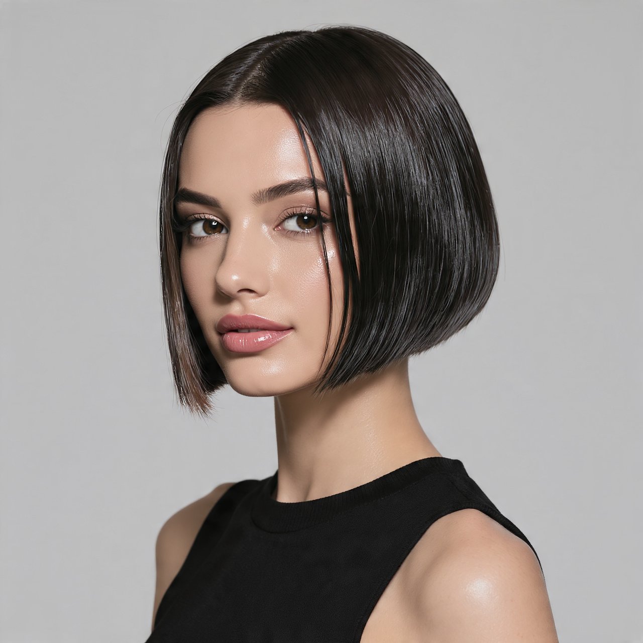 Side Swept Slick Back Lob Hairstyle Short Hair