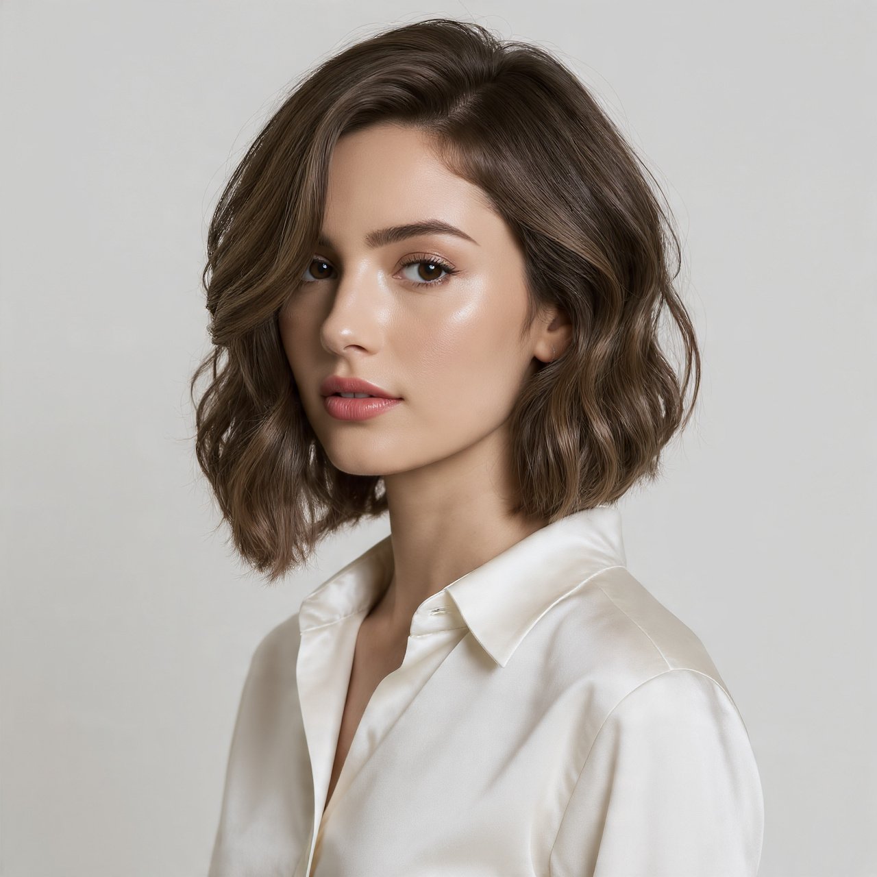 Side Swept Wavy Bob