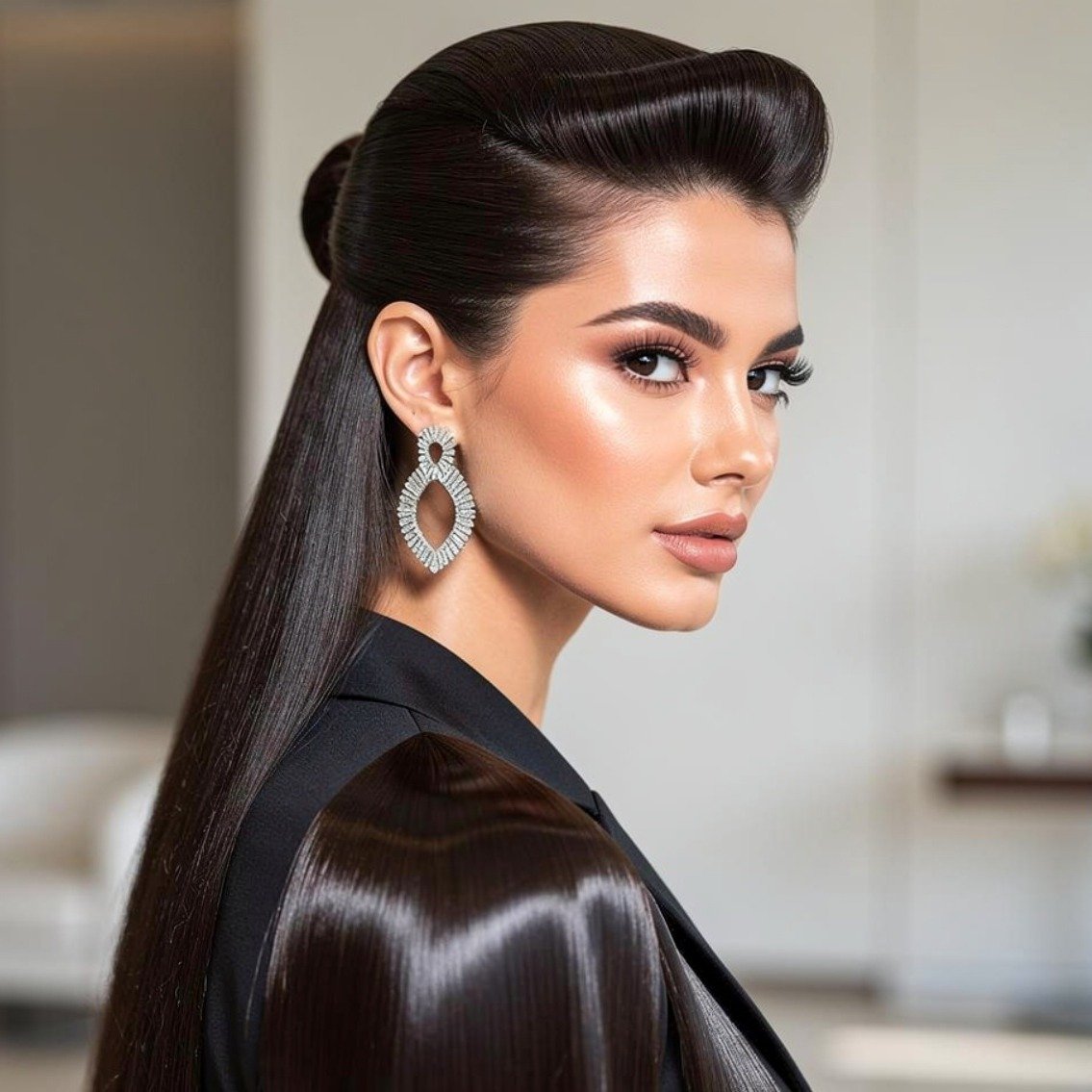 15 Trending Simple Half Up Half Down Hairstyles That Are Elegant and Easy to Style 12 Sleek Half Up Hairstyle
