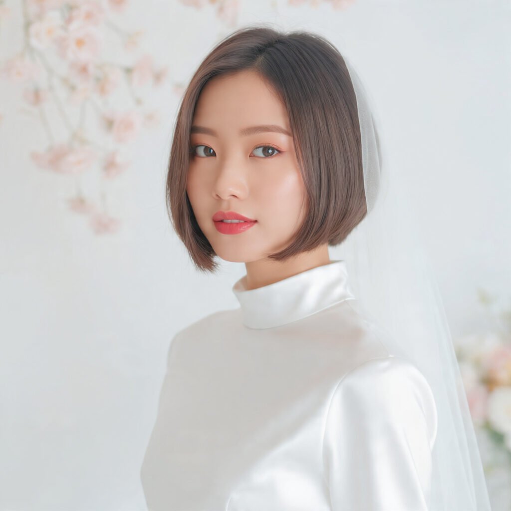 Sleek Low Bob with a Veil Hairstyle