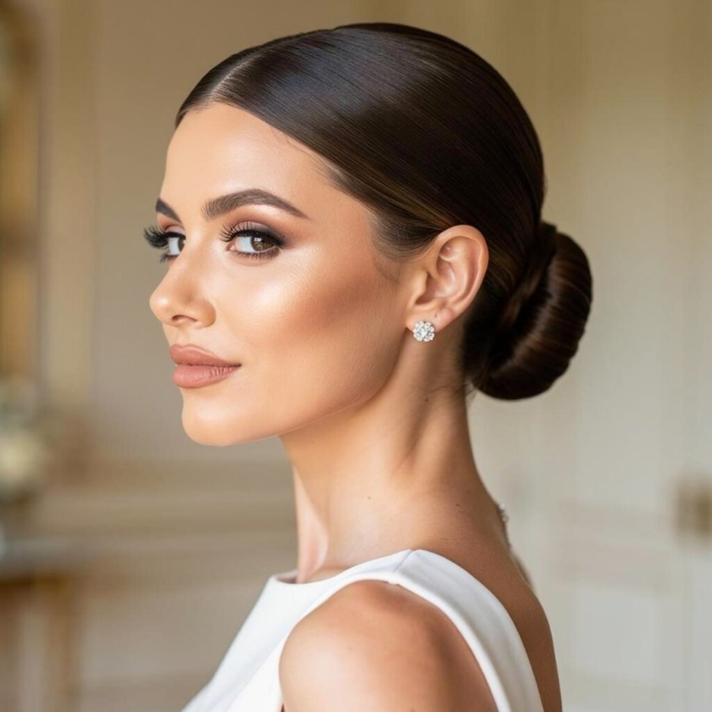 15 Trending Simple Hairstyles for Wedding for Brides, Bridesmaids, and Guests 4 Sleek Low Bun 2