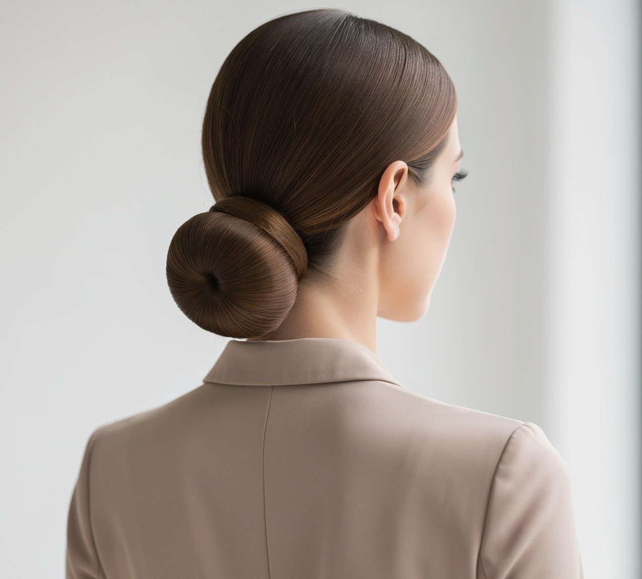 Sleek Low Bun Hairstyle for Long Straight Hair