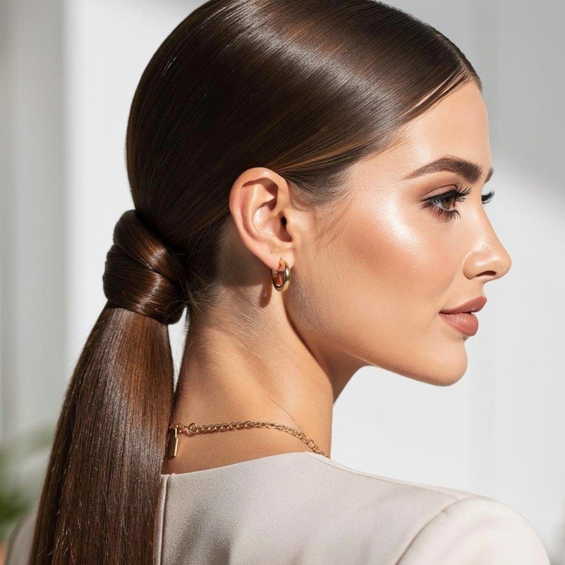 15 Simple Wedding Hairstyles That Look Elegant and Timeless 4 Sleek Low Ponytail 1