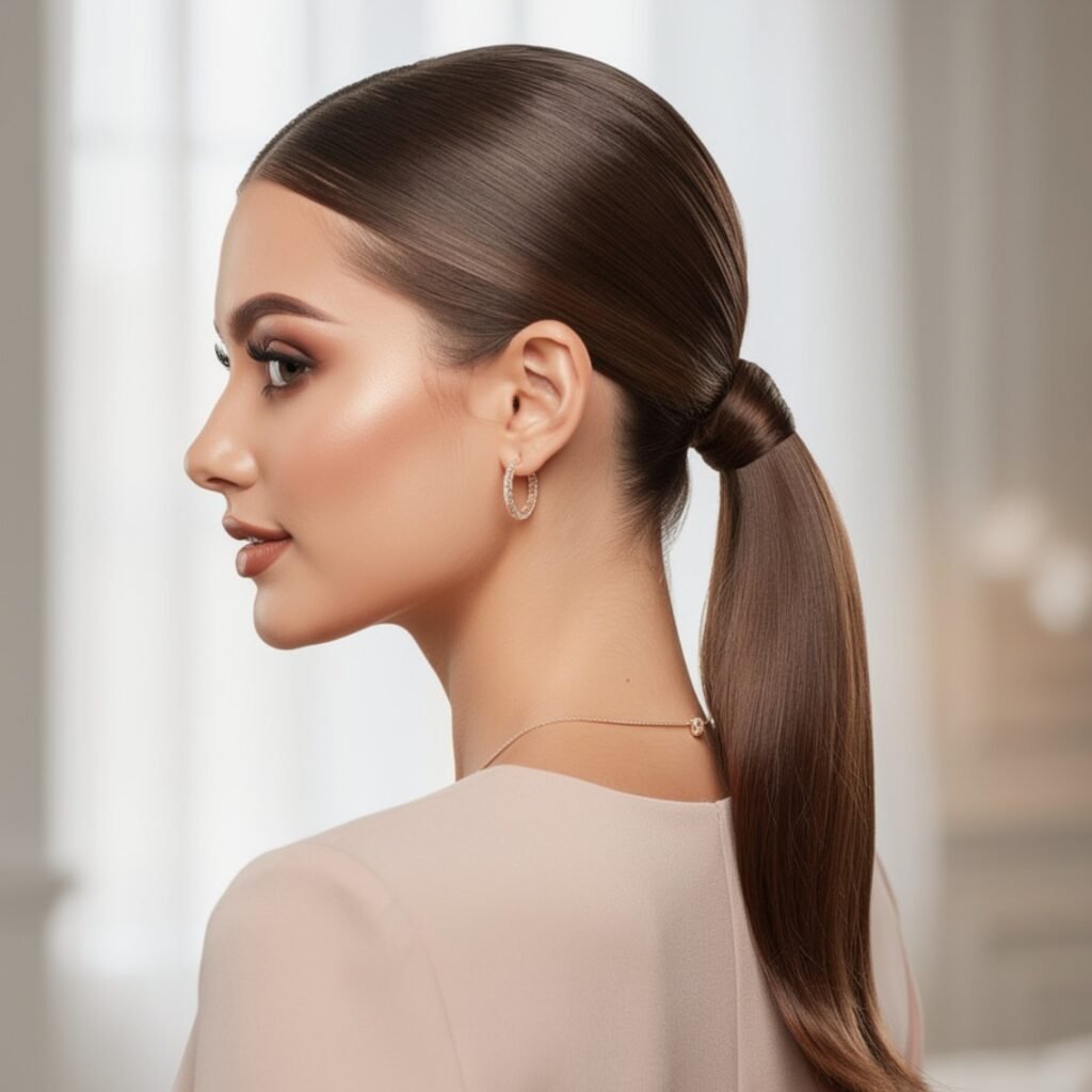 15 Trending Simple Hairstyles for Straight Hair That Are Easy and Stylish 2 Sleek Low Ponytail 3