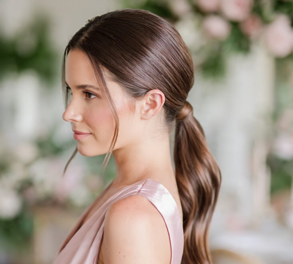 13 Stunning Wedding Hairstyles for Bridesmaids (With Styling Tips) 10 Sleek Low Ponytail 4