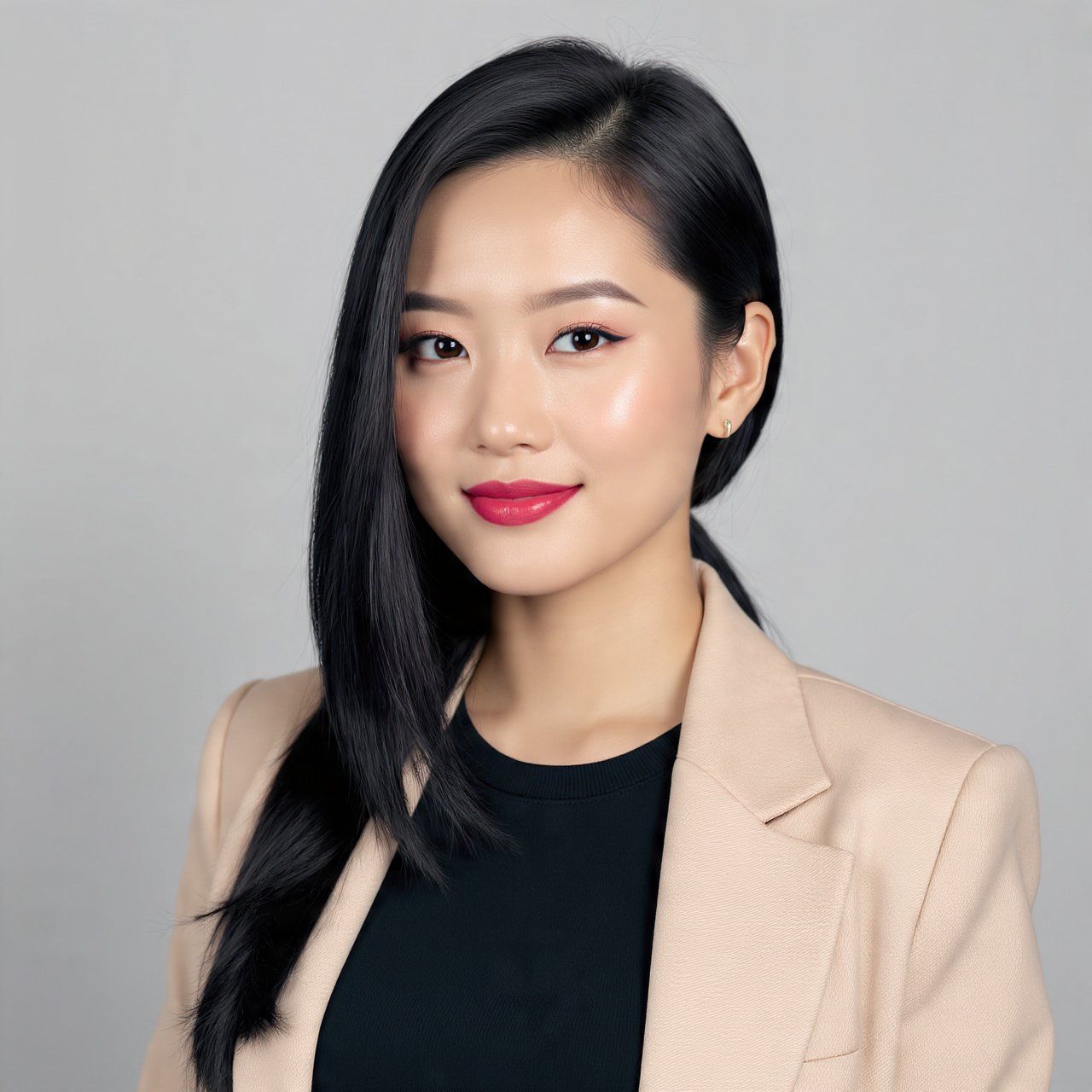 Sleek Low Ponytail with a Deep Side Part Hairstyle