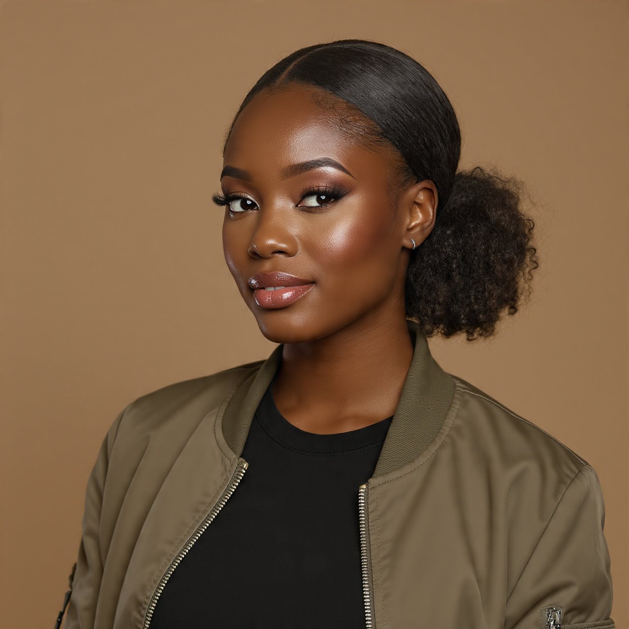 Sleek Ponytail on Natural Coily Hair Hairstyle