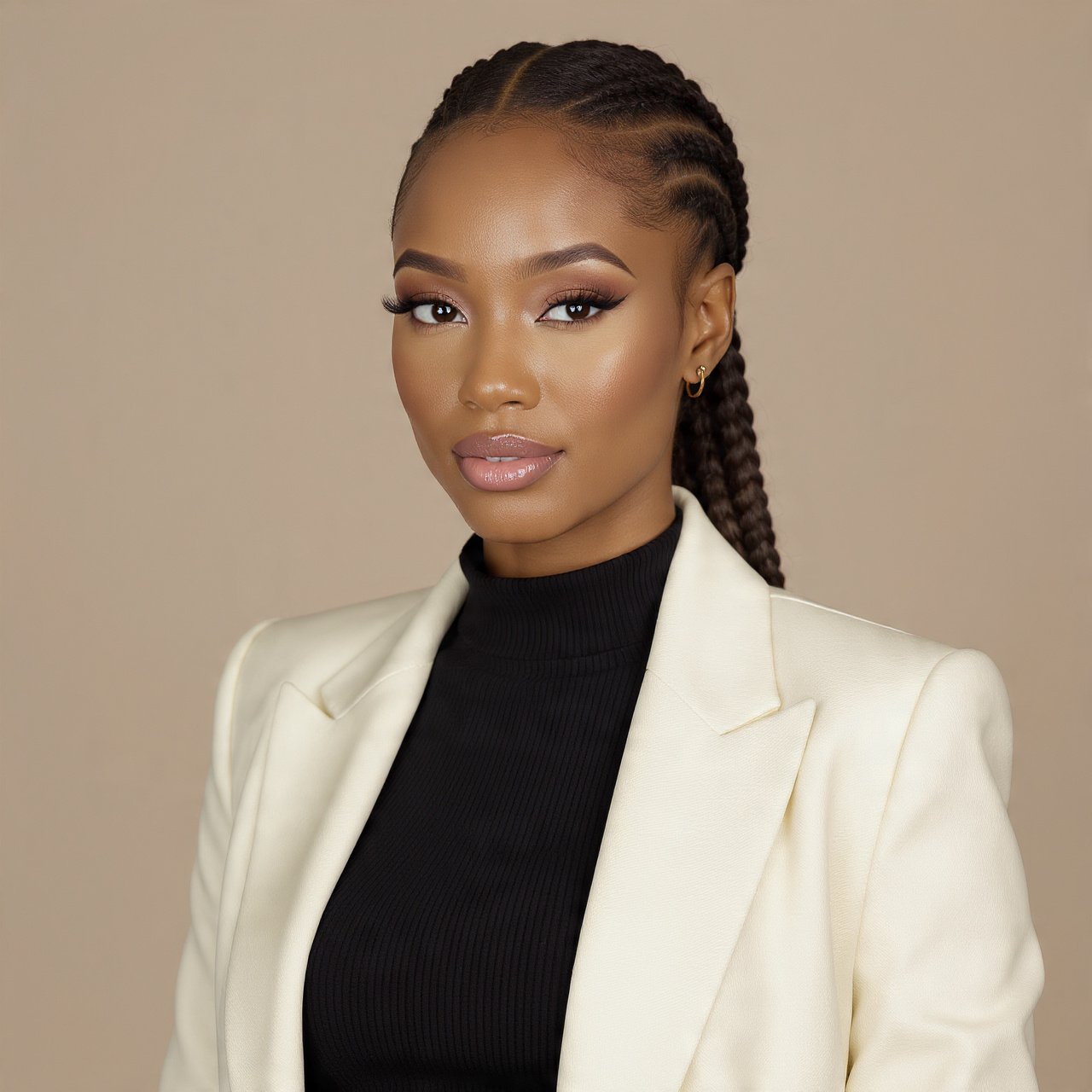 Sleek Ponytail with Goddess Braids Accent Hairstyle