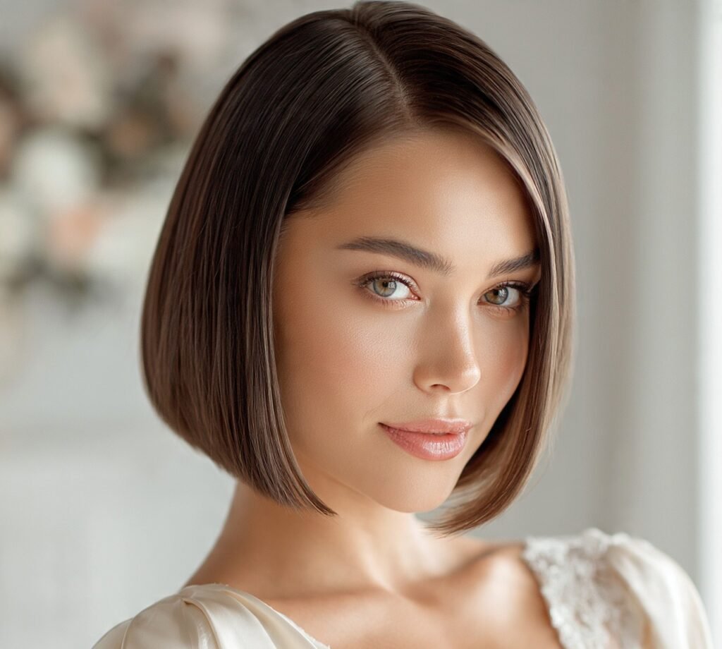 Sleek Side Parted Bob cropped