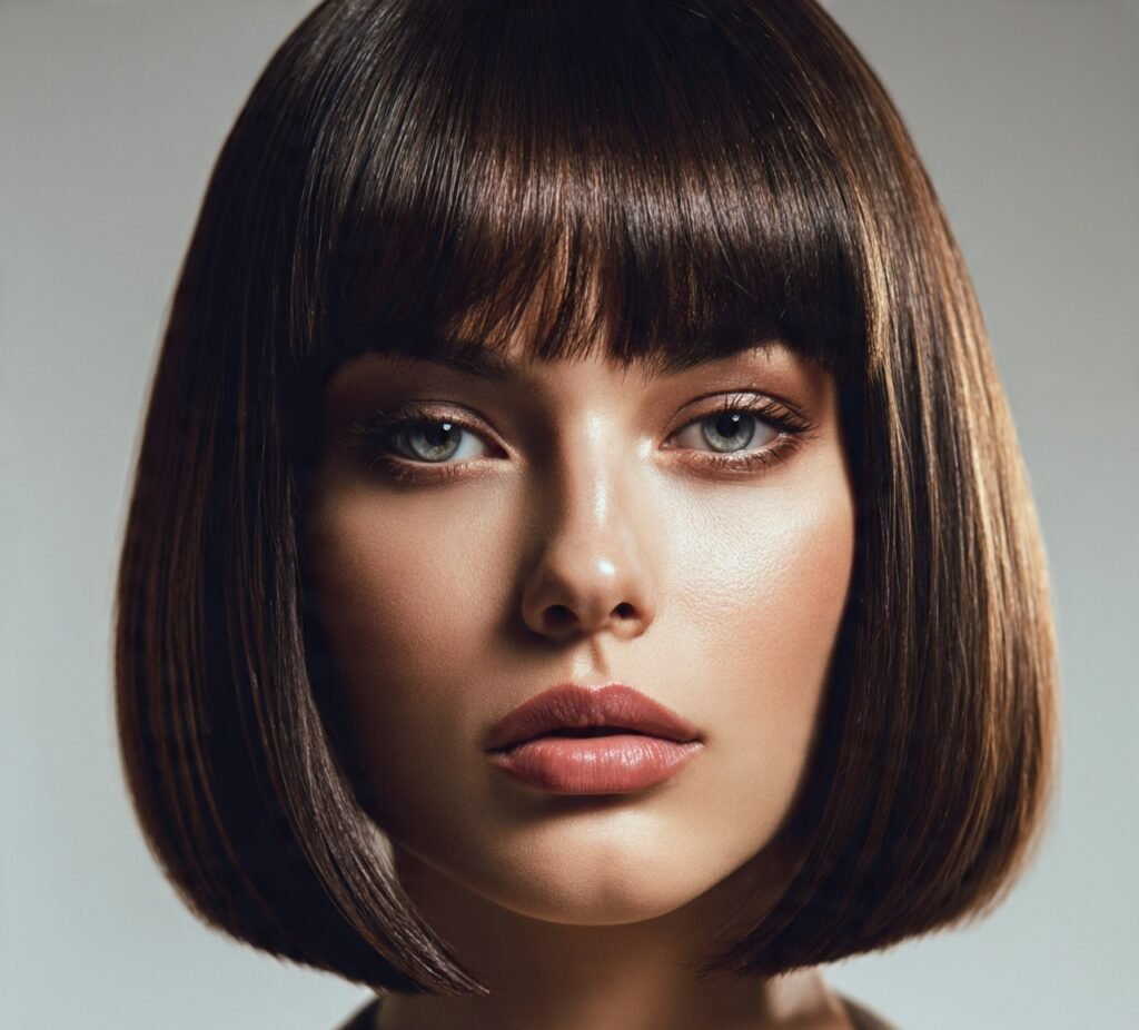 16 Trending and Flattering Bob Hairstyles for Round Faces 17 Sleek Straight Bob Below the Chin