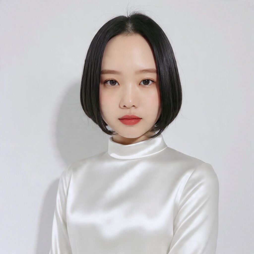 Sleek Straight Bob with a Center Part