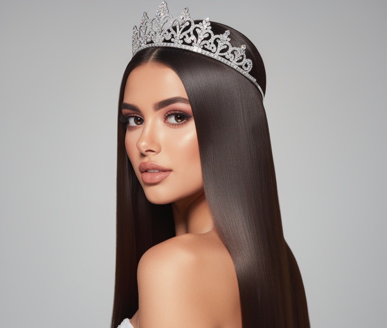 14 Trending Straight Hairstyles for Wedding Guests, Brides, and Bridesmaids 12 Sleek Straight Hair with Tiara or Headband 1
