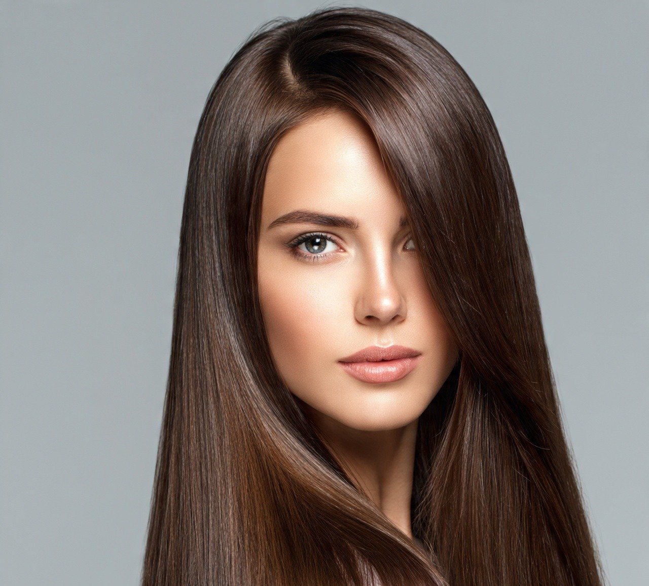 Sleek Straight with Deep Side Part Formal Long Hair
