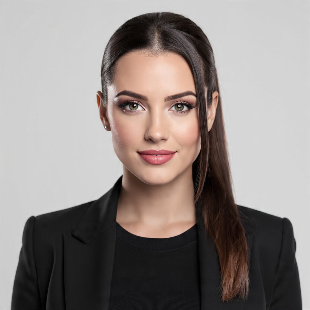 Slick Back Ponytail with a Middle Part Hairstyle