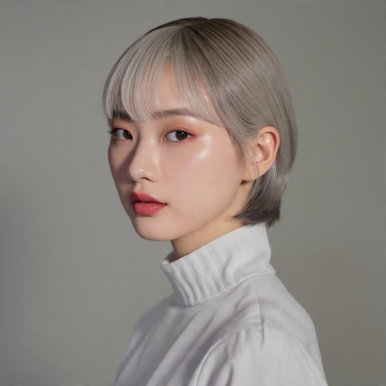 Slick Back Short Hair with Curtain Bangs 1