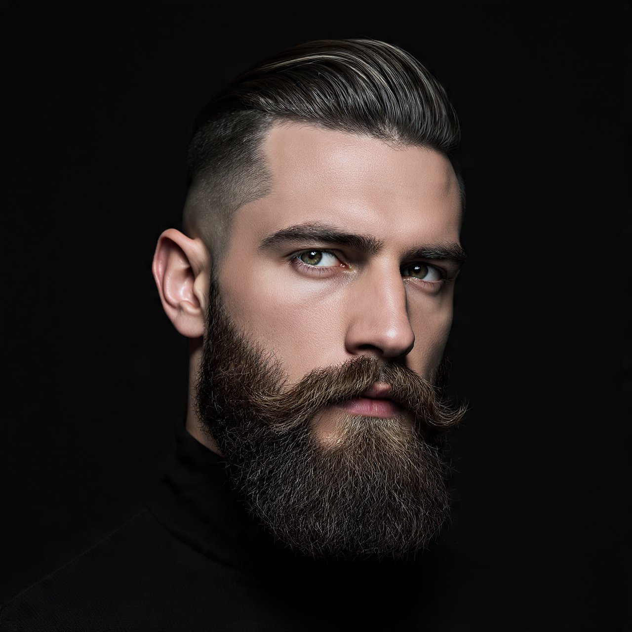 Slick Back with Disconnected Beard and Skin Fade 1