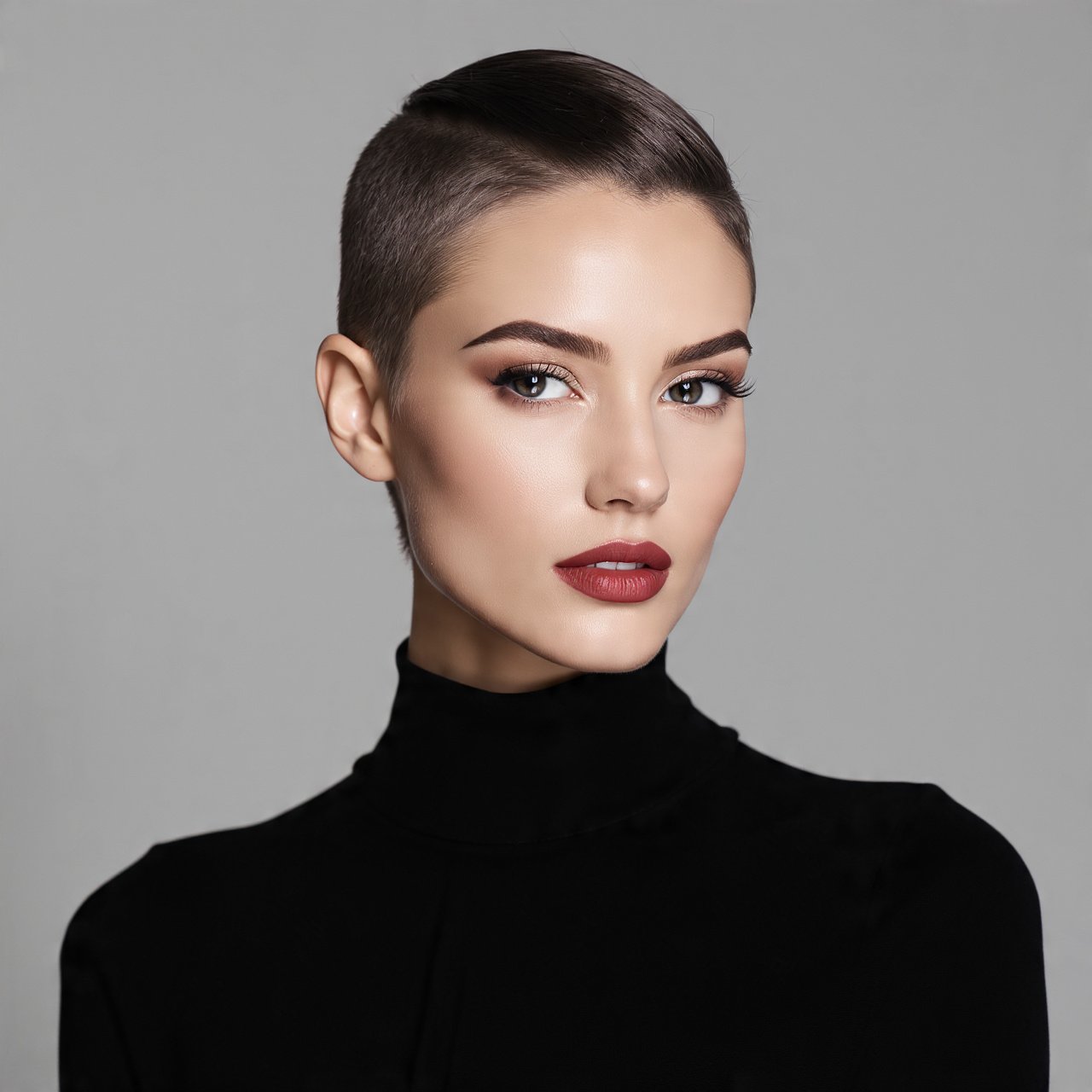 Slick Back with Hard Part Hairstyle Short Hair
