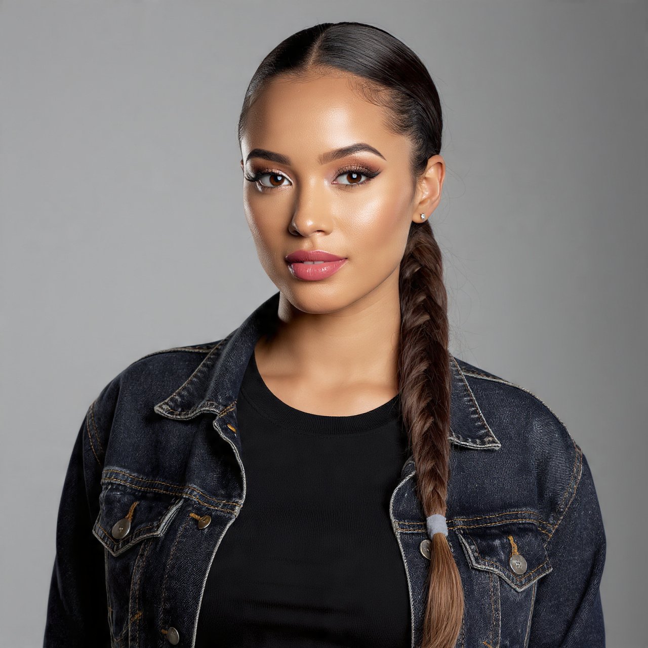 Slicked Back Braided Ponytail Hairstyle