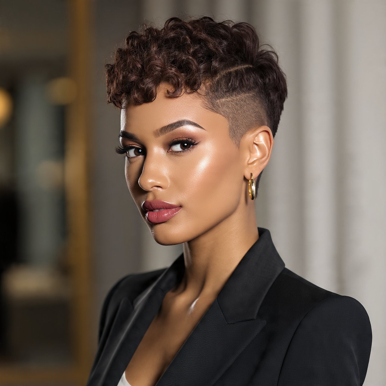 Trending Curly Hairstyles Slick Back: 15 Stunning Looks to Try Now 9 Slicked Back Curly Pixie Hairstyle 1