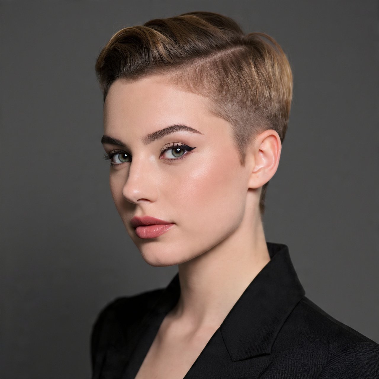 Slicked Back Curly Pixie Hairstyle
