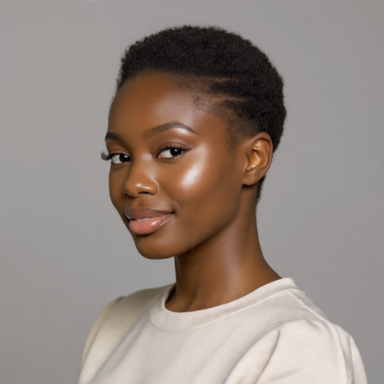Slicked Back Natural Curls TWA Style Hairstyle Short Hair