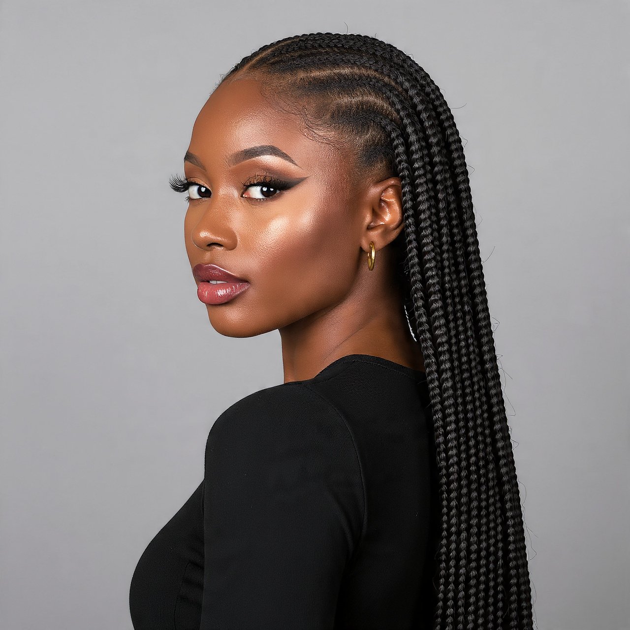 Slicked Back Straight Back Feed In Braids Hairstyles Black Women