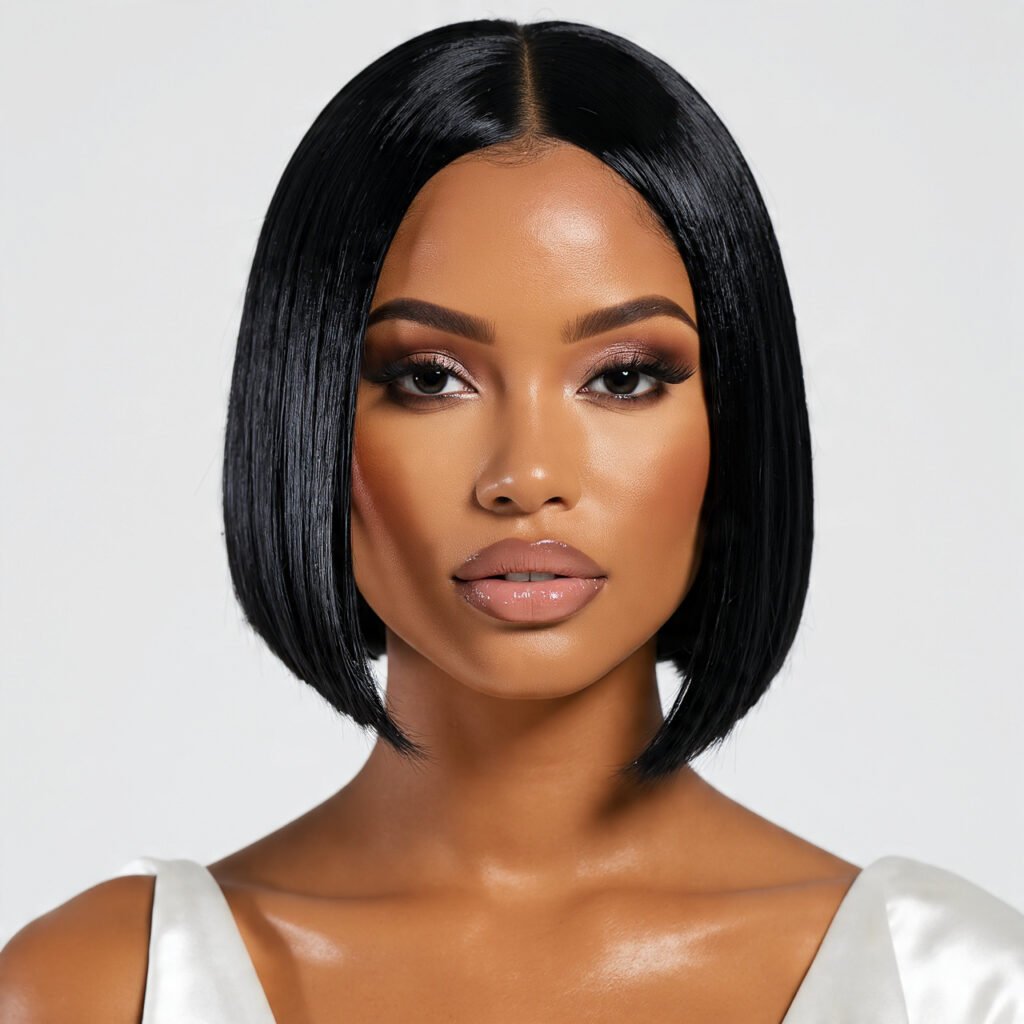 Slicked Back Wet Look Bob Hairstyle