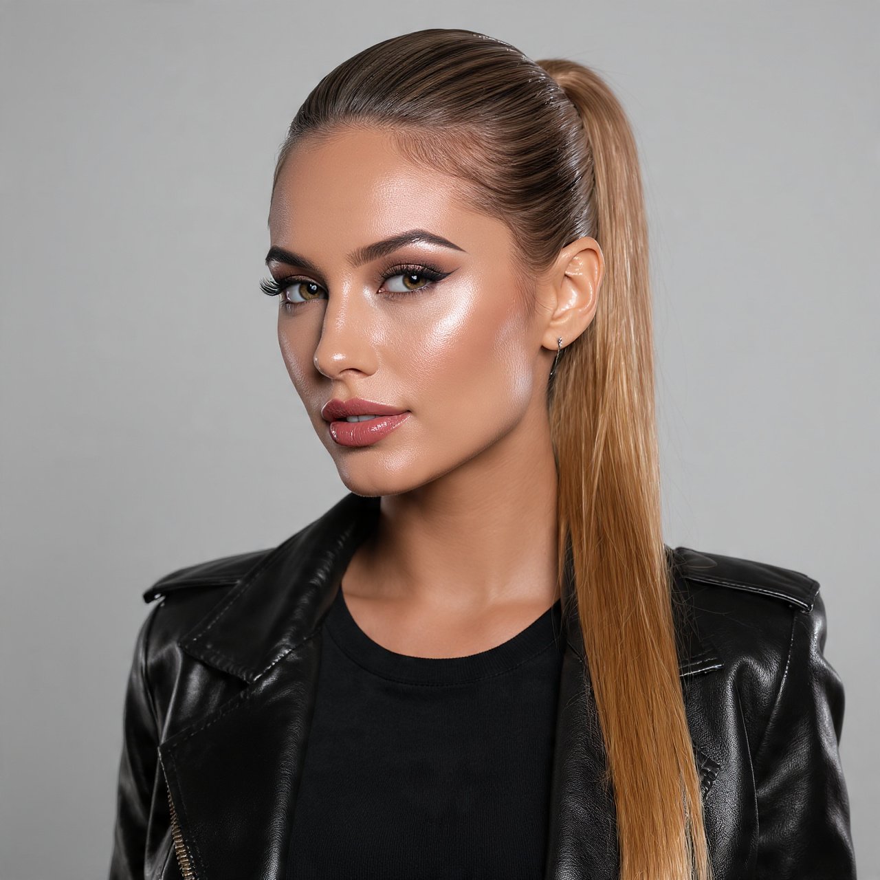 Slicked Ponytail with Wet Look Gel Finish Hairstyle