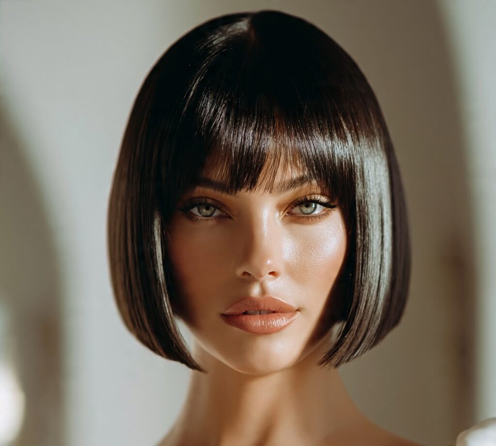 Smooth Blunt Bob with Glossy Finish cropped