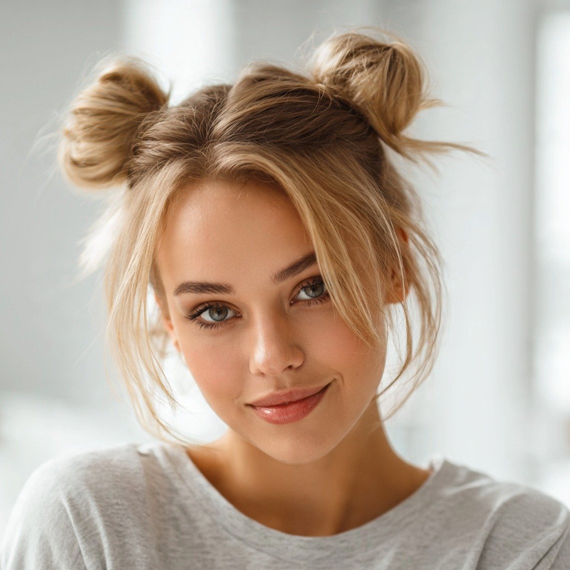 15 Trending Simple Hairstyles for Medium Hair That Are Easy and Stylish 9 Space Buns on Medium Hair