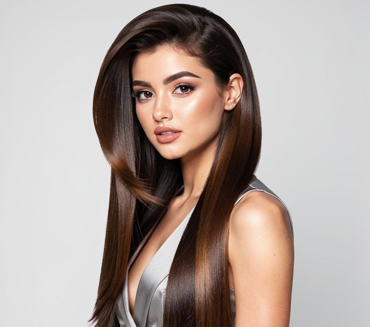 Straight Blowout with Deep Side Part
