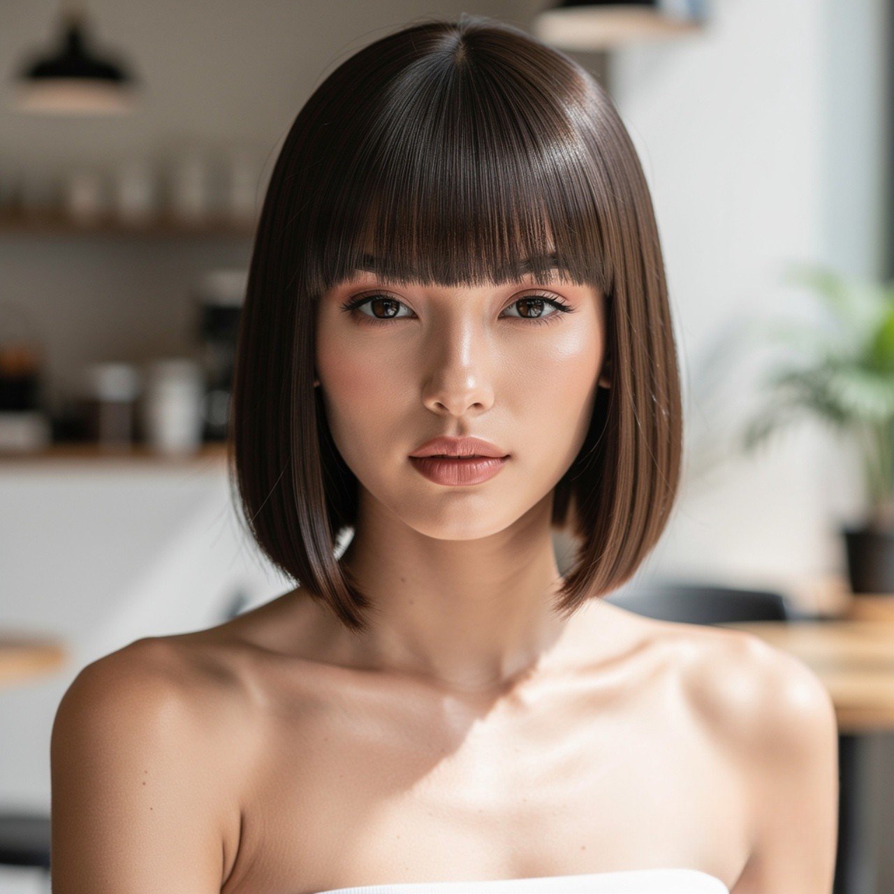 Straight Blunt Cut Easy Hairstyle