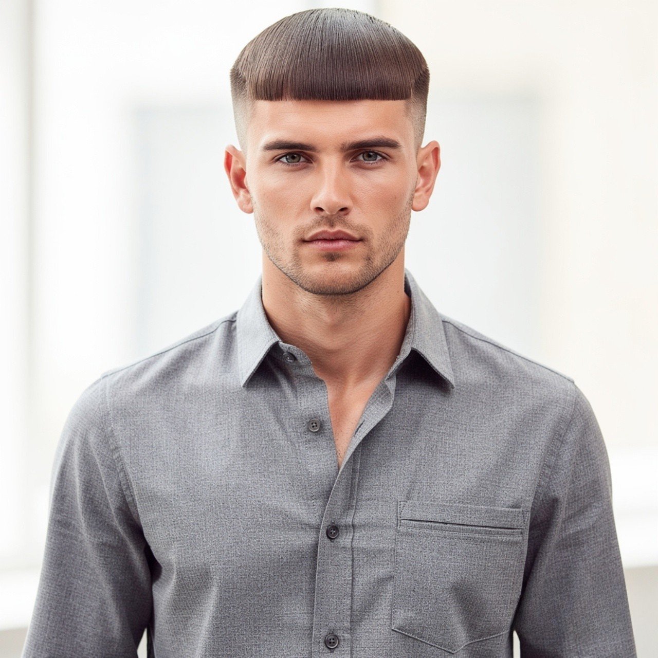 Straight Hair Caesar Cut for Men