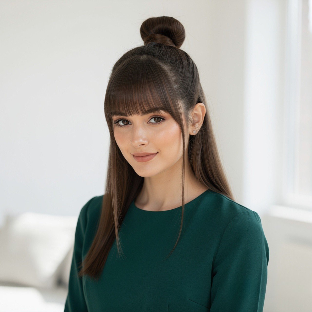 14 Trending Straight Hair Hairstyles You Need to Try 11 Straight Hair Half Up Bun