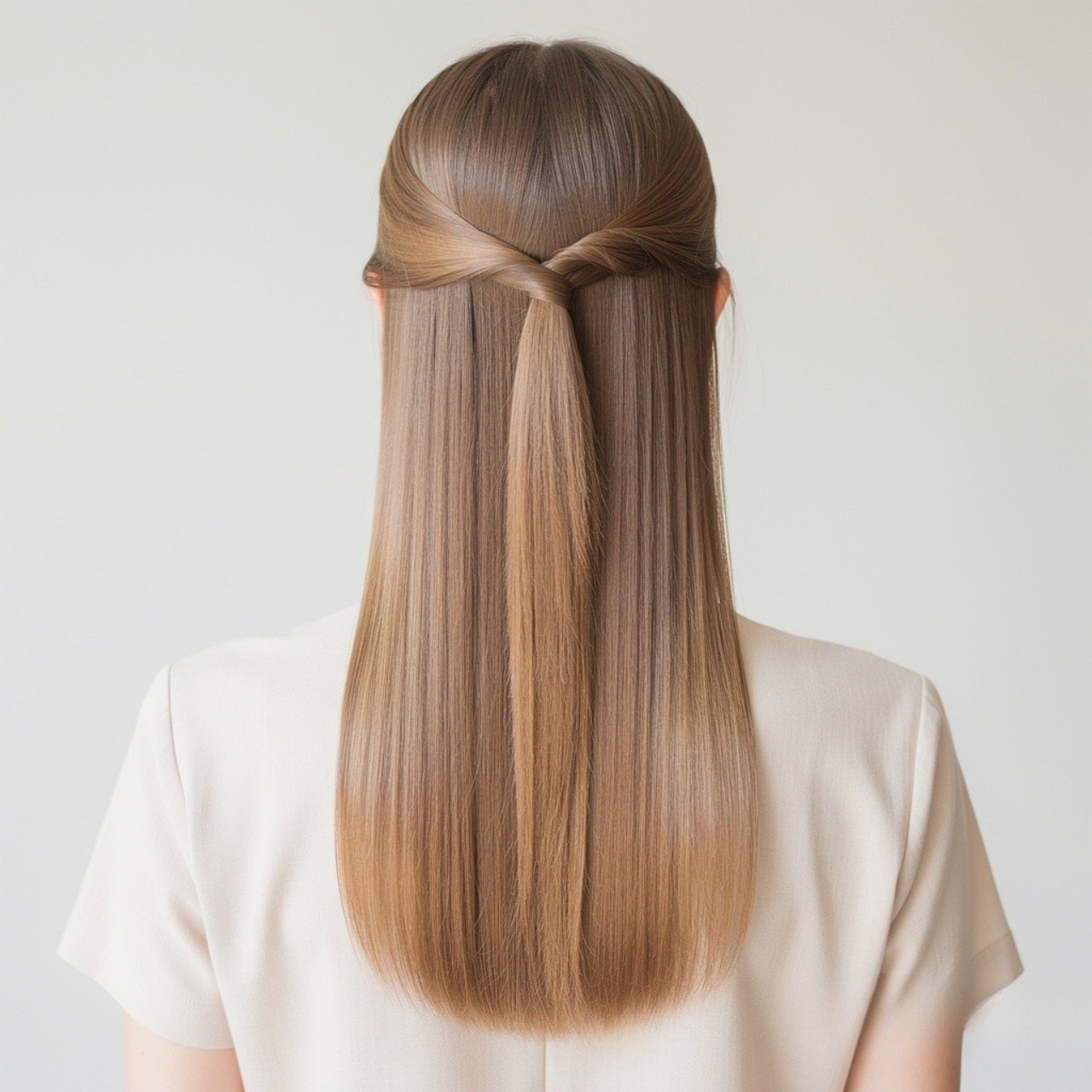Straight Hair Half Up Half Down Hairstyle