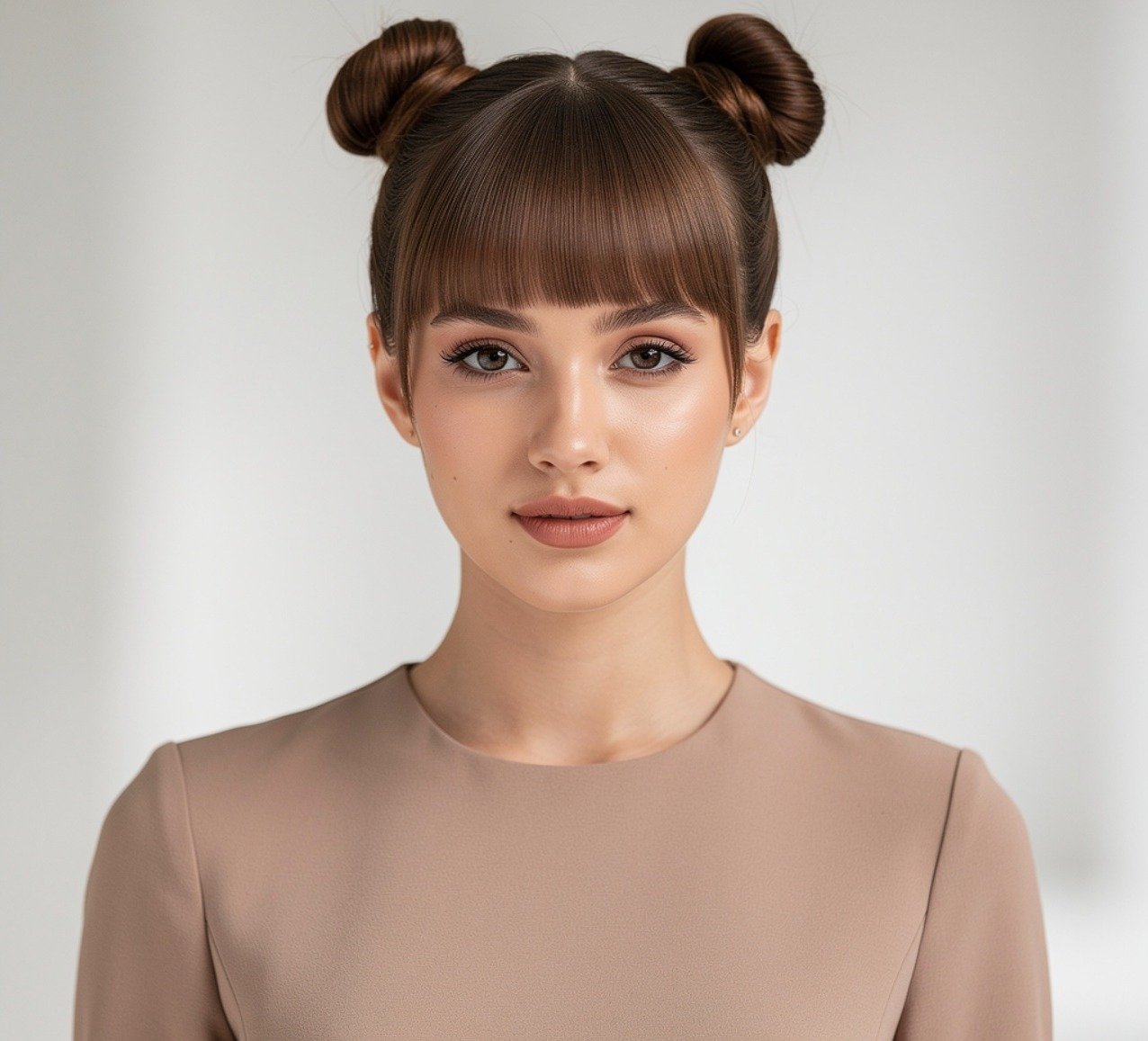 Straight Hair Space Buns Easy Hairstyle