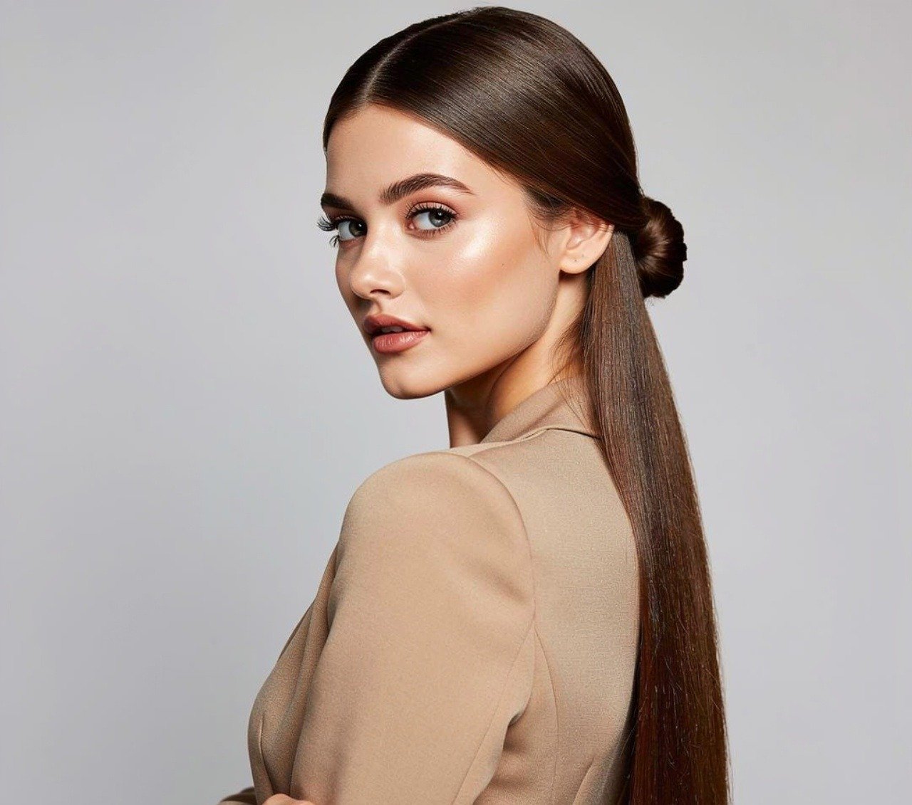 Straight Hair Twisted Half Up