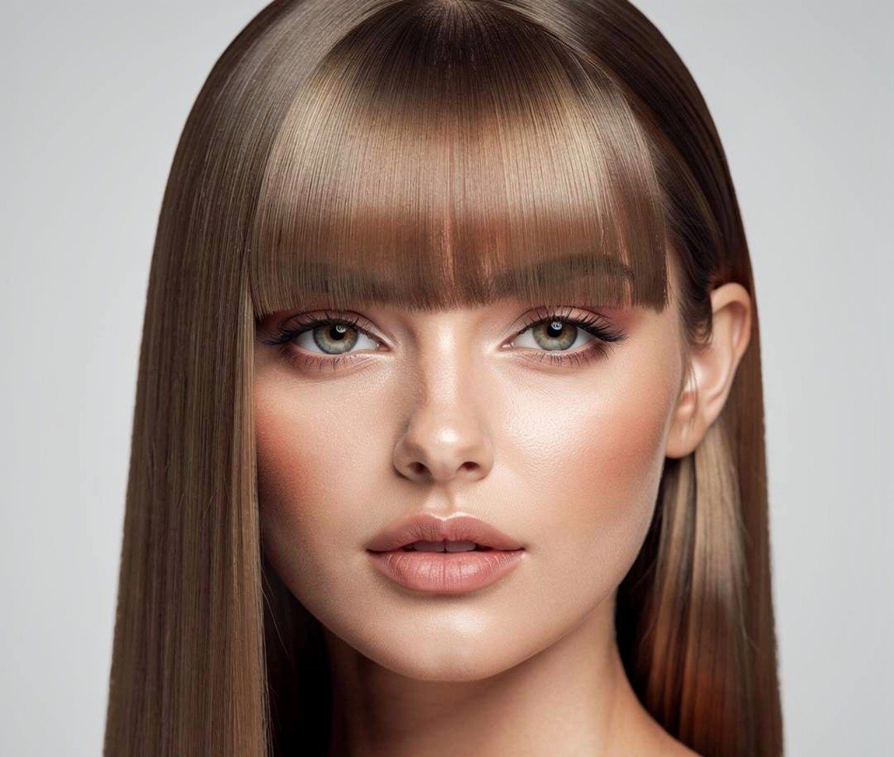 14 Trending Straight Hairstyles for Wedding Guests, Brides, and Bridesmaids 5 Straight Hair with Bridal Blunt Fringe