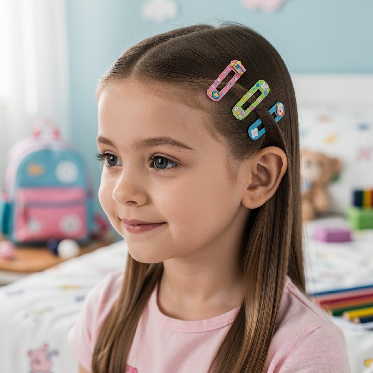 13 Trending Easy Kids Hairstyles for Cute Everyday Looks 9 Straight Hair with Clips Easy Kids Hairstyle